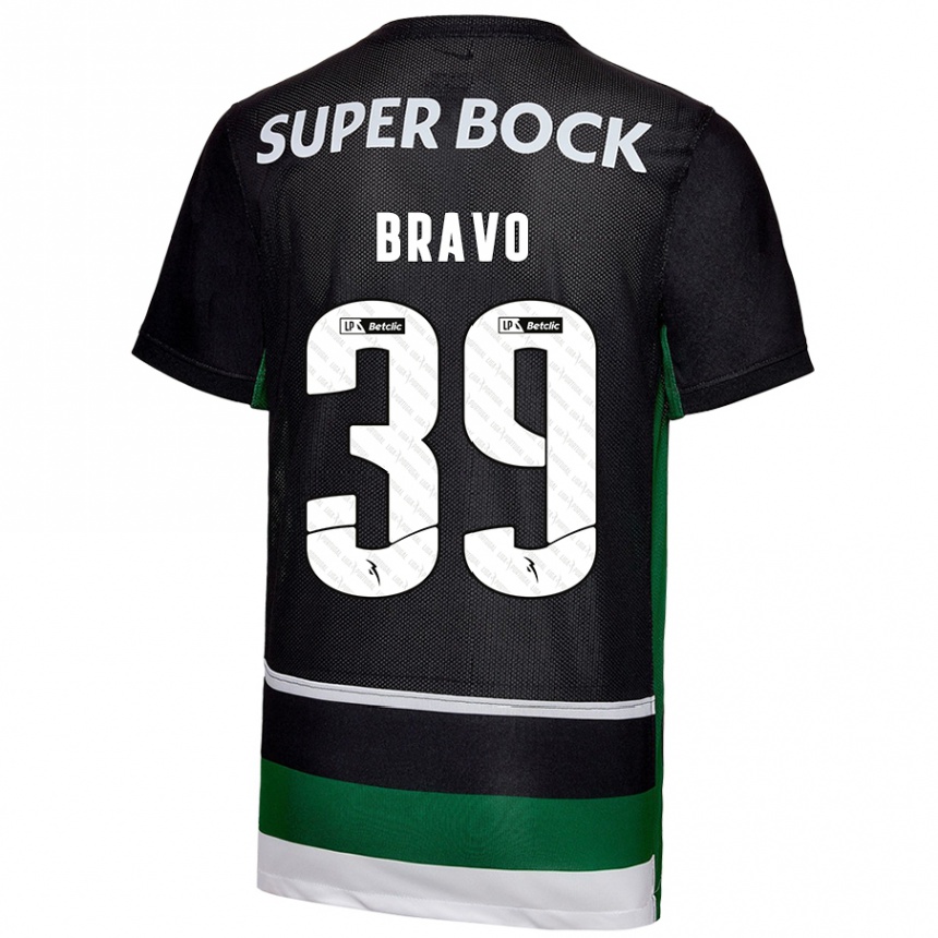 Kids Football Bravo #39 Black White Green Home Jersey 2024/25 T-Shirt