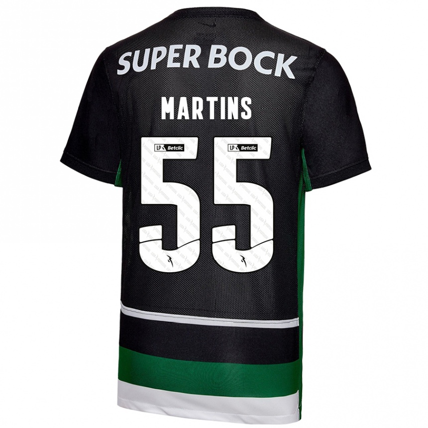 Kids Football Carolina Martins #55 Black White Green Home Jersey 2024/25 T-Shirt