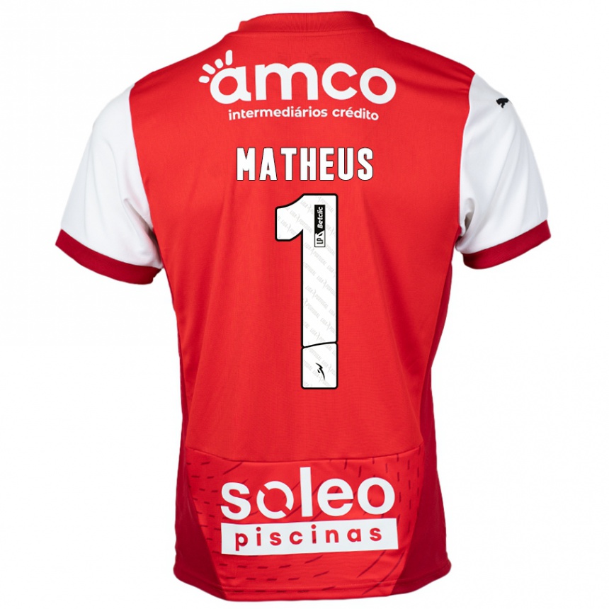 Kids Football Matheus #1 Red White Home Jersey 2024/25 T-Shirt