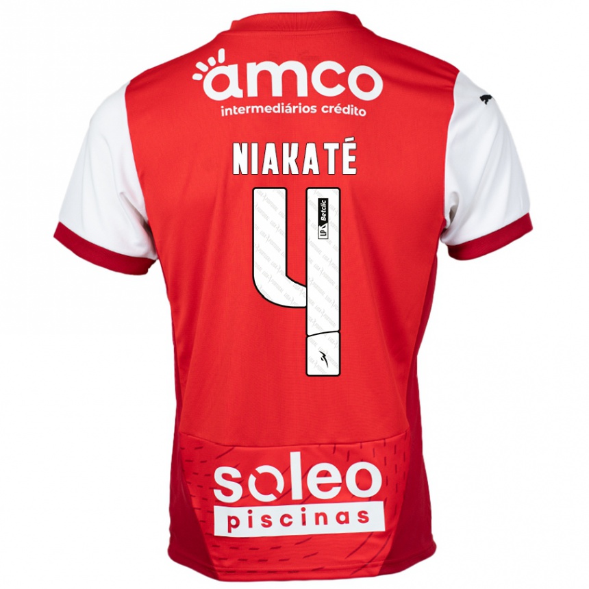 Kids Football Sikou Niakaté #4 Red White Home Jersey 2024/25 T-Shirt