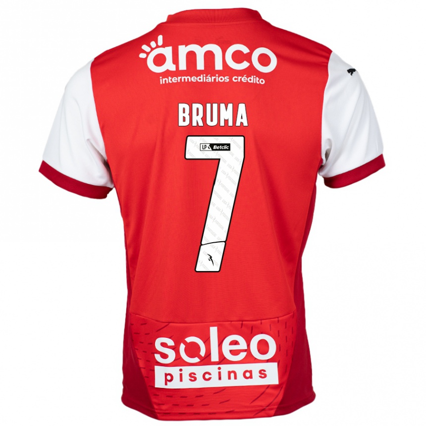 Kids Football Bruma #7 Red White Home Jersey 2024/25 T-Shirt