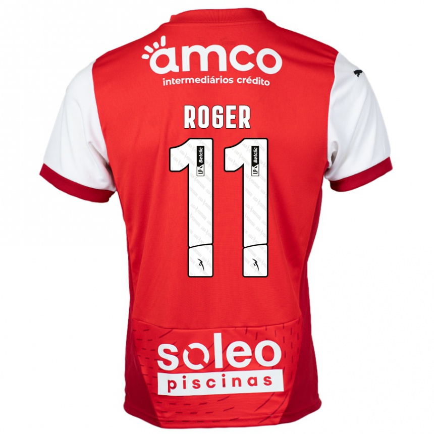 Kids Football Roger #11 Red White Home Jersey 2024/25 T-Shirt