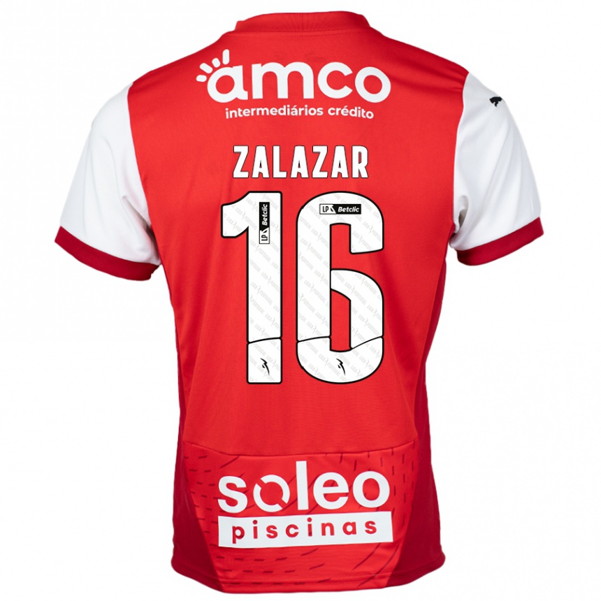 Kids Football Rodrigo Zalazar #16 Red White Home Jersey 2024/25 T-Shirt