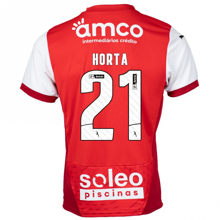 Kids Football Ricardo Horta #21 Red White Home Jersey 2024/25 T-Shirt