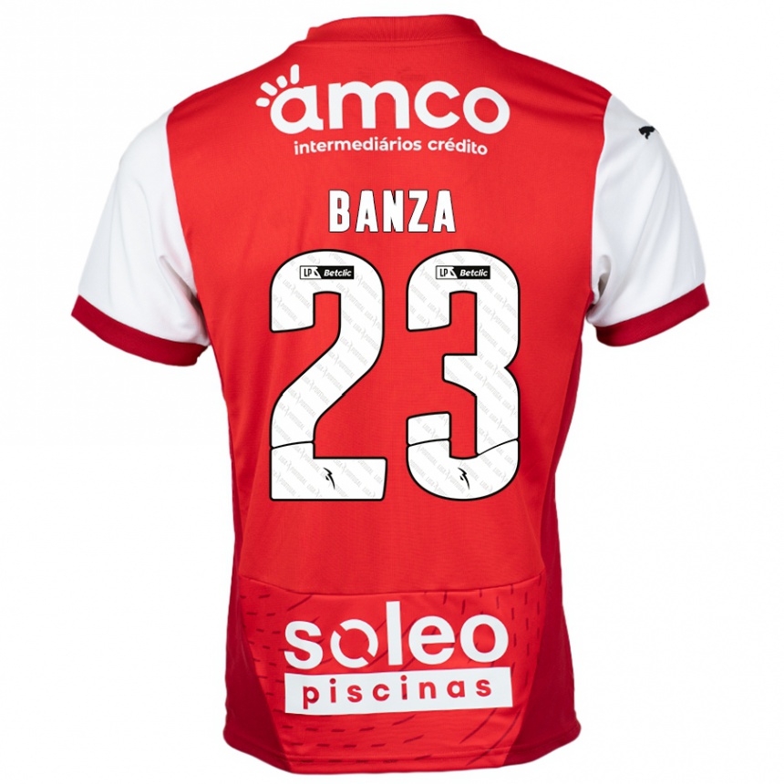 Kids Football Simon Banza #23 Red White Home Jersey 2024/25 T-Shirt