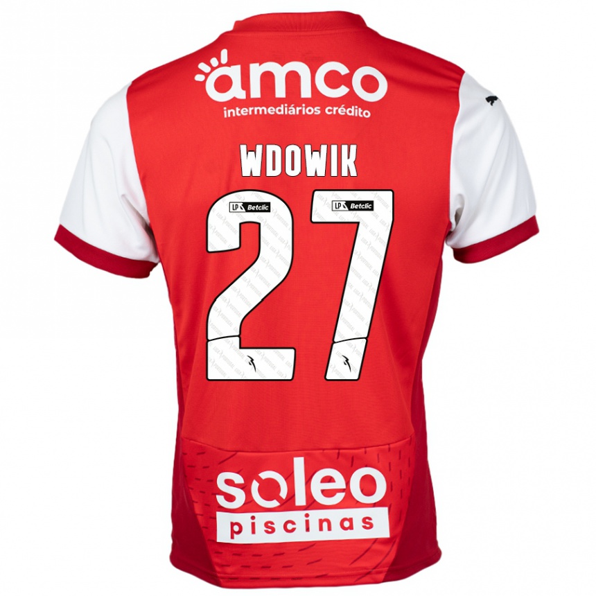 Kids Football Bartlomiej Wdowik #27 Red White Home Jersey 2024/25 T-Shirt