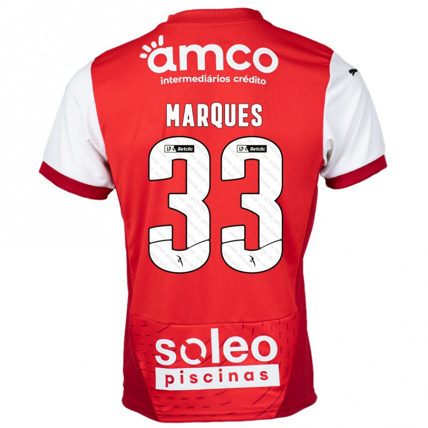 Kids Football João Marques #33 Red White Home Jersey 2024/25 T-Shirt