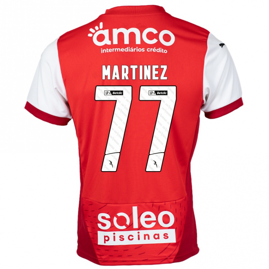 Kids Football Gabri Martínez #77 Red White Home Jersey 2024/25 T-Shirt