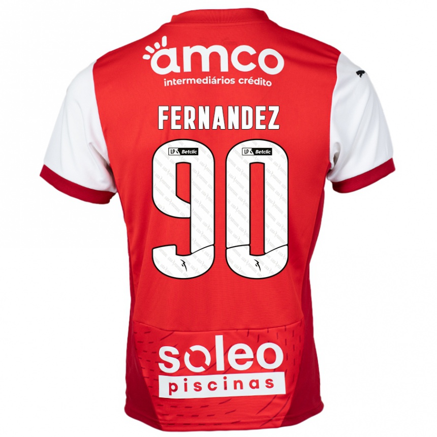 Kids Football Roberto Fernández #90 Red White Home Jersey 2024/25 T-Shirt