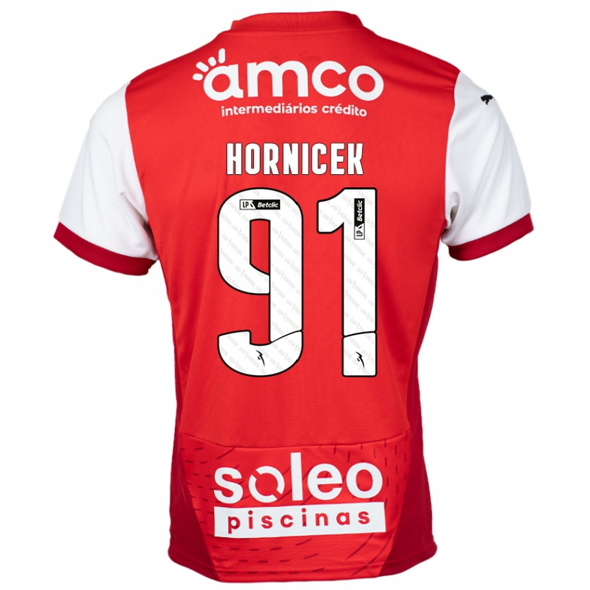 Kids Football Lukas Hornicek #91 Red White Home Jersey 2024/25 T-Shirt