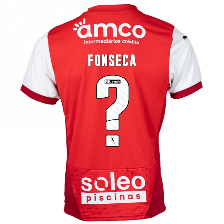 Kids Football Diogo Fonseca #0 Red White Home Jersey 2024/25 T-Shirt