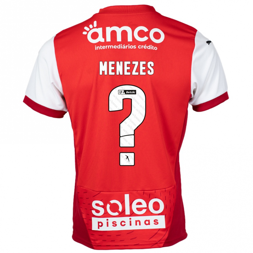 Kids Football Gabriel Menezes #0 Red White Home Jersey 2024/25 T-Shirt