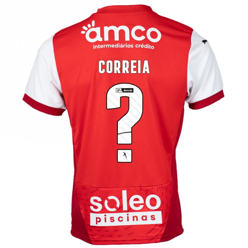 Kids Football Nuno Correia #0 Red White Home Jersey 2024/25 T-Shirt