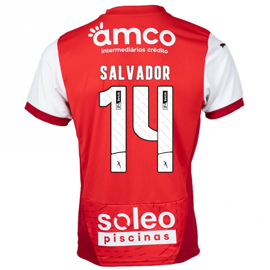 Kids Football João Salvador #14 Red White Home Jersey 2024/25 T-Shirt