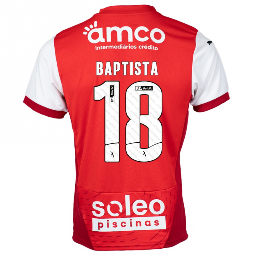 Kids Football Tiago Baptista #18 Red White Home Jersey 2024/25 T-Shirt