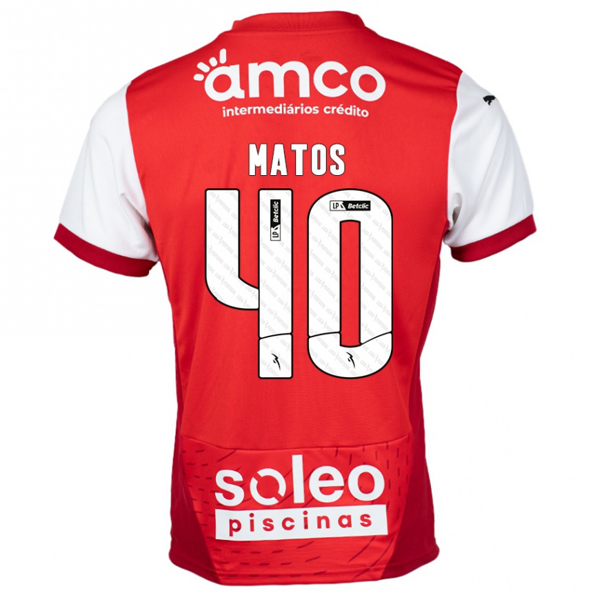 Kids Football João Matos #40 Red White Home Jersey 2024/25 T-Shirt