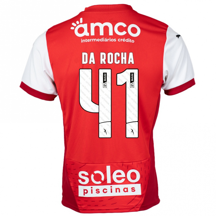 Kids Football Yanis Da Rocha #41 Red White Home Jersey 2024/25 T-Shirt