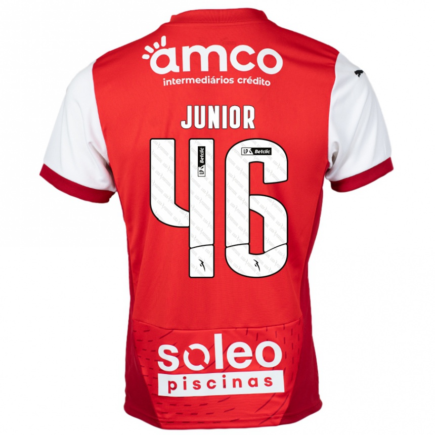 Kids Football Mário Junior #46 Red White Home Jersey 2024/25 T-Shirt