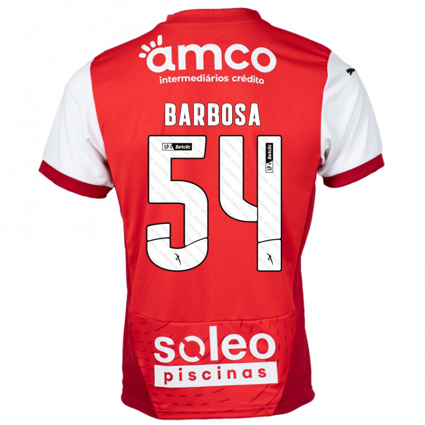 Kids Football Guilherme Barbosa #54 Red White Home Jersey 2024/25 T-Shirt