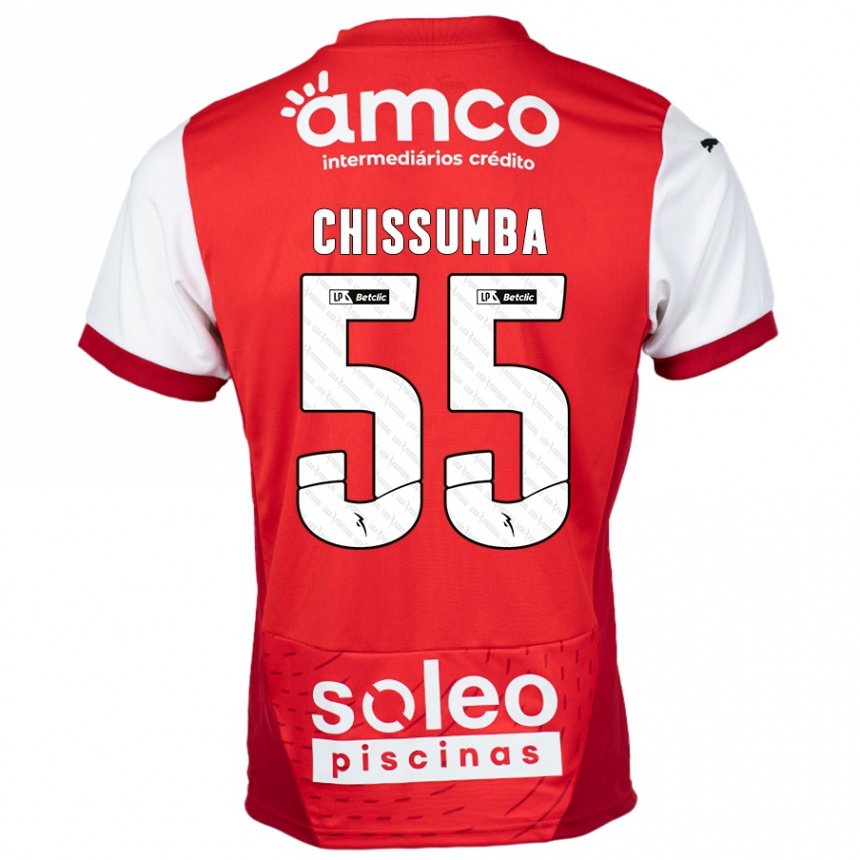 Kids Football Chissumba #55 Red White Home Jersey 2024/25 T-Shirt