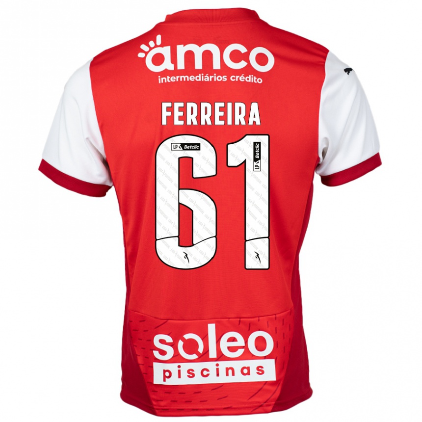 Kids Football Tiago Ferreira #61 Red White Home Jersey 2024/25 T-Shirt