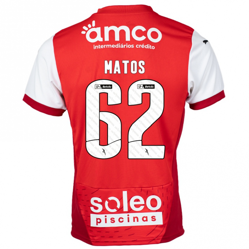 Kids Football Nuno Matos #62 Red White Home Jersey 2024/25 T-Shirt