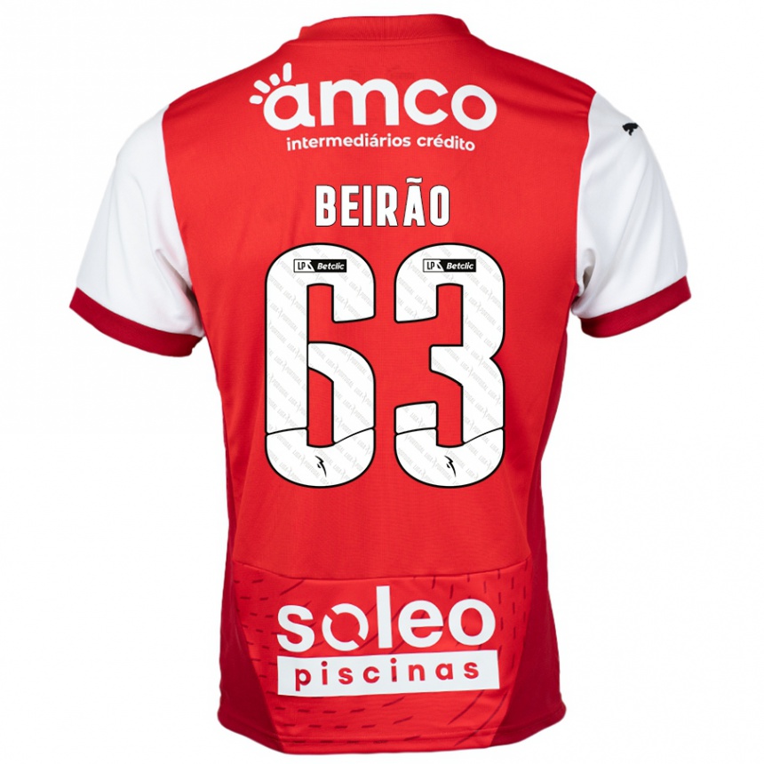 Kids Football Rodrigo Beirão #63 Red White Home Jersey 2024/25 T-Shirt