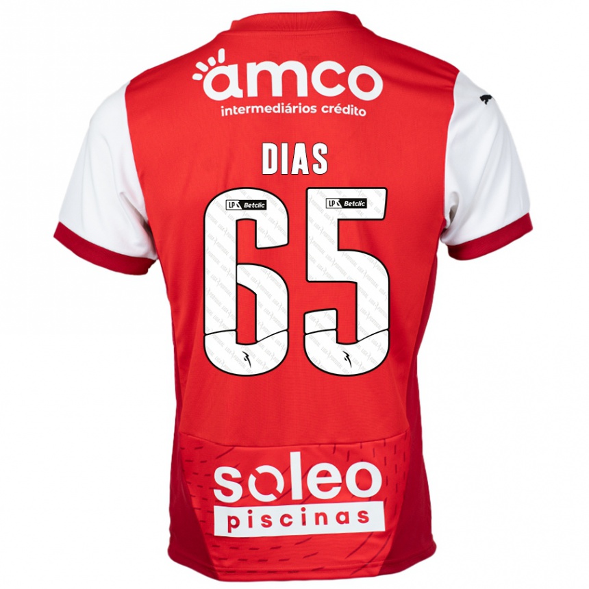 Kids Football Leandro Dias #65 Red White Home Jersey 2024/25 T-Shirt