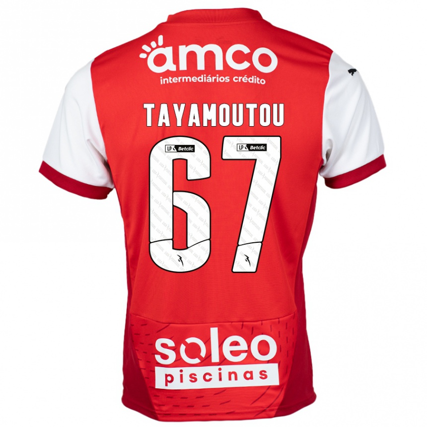 Kids Football Enzo Tayamoutou #67 Red White Home Jersey 2024/25 T-Shirt