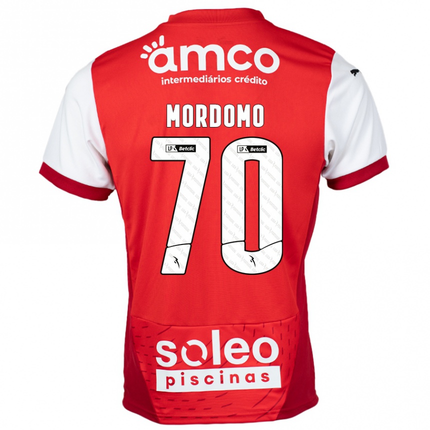 Kids Football Mordomo #70 Red White Home Jersey 2024/25 T-Shirt