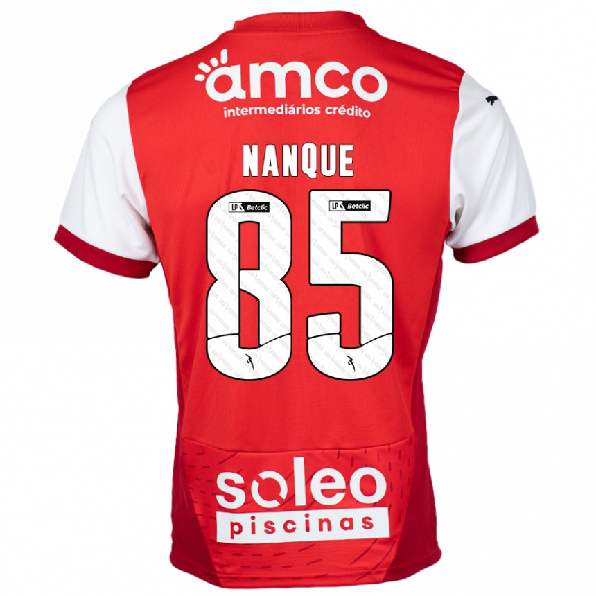 Kids Football Edgar Nanque #85 Red White Home Jersey 2024/25 T-Shirt