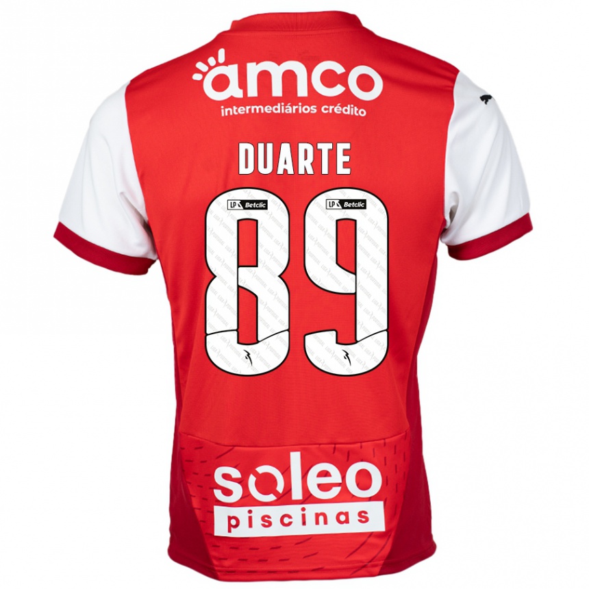 Kids Football Afonso Duarte #89 Red White Home Jersey 2024/25 T-Shirt