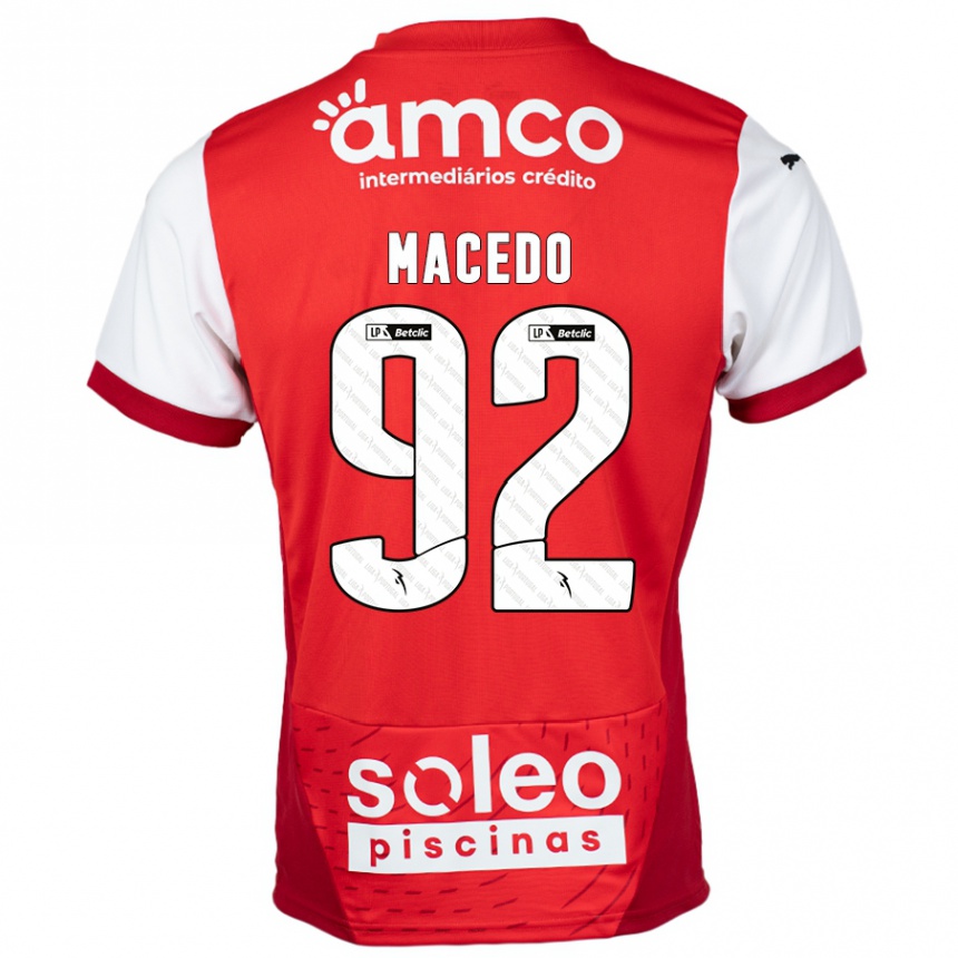 Kids Football Rodrigo Macedo #92 Red White Home Jersey 2024/25 T-Shirt