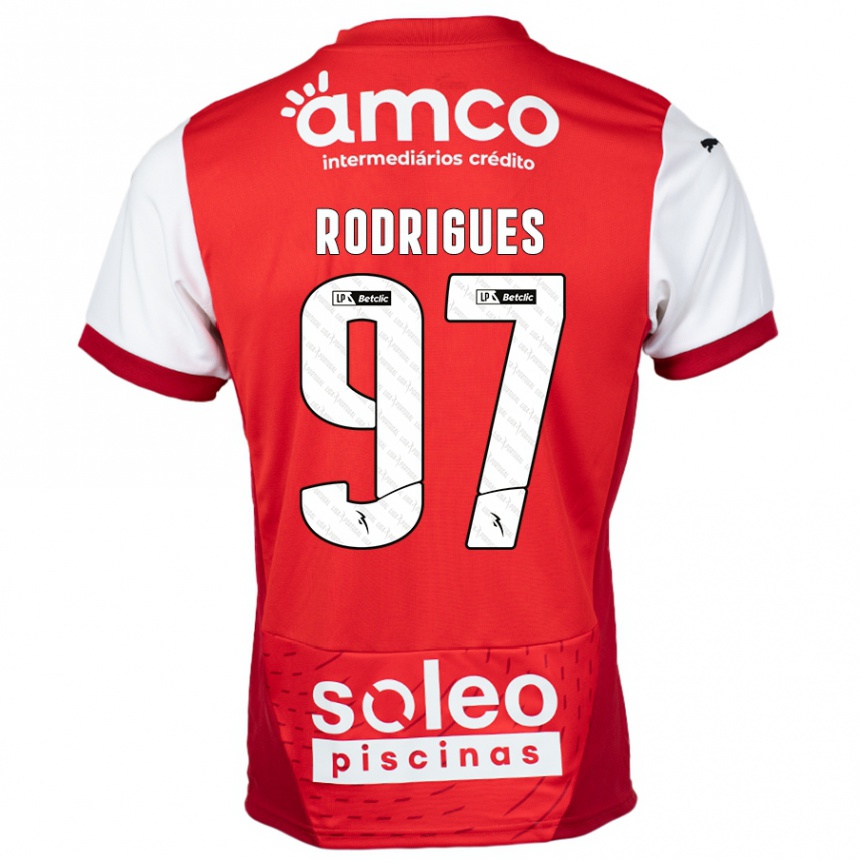 Kids Football Dinis Rodrigues #97 Red White Home Jersey 2024/25 T-Shirt