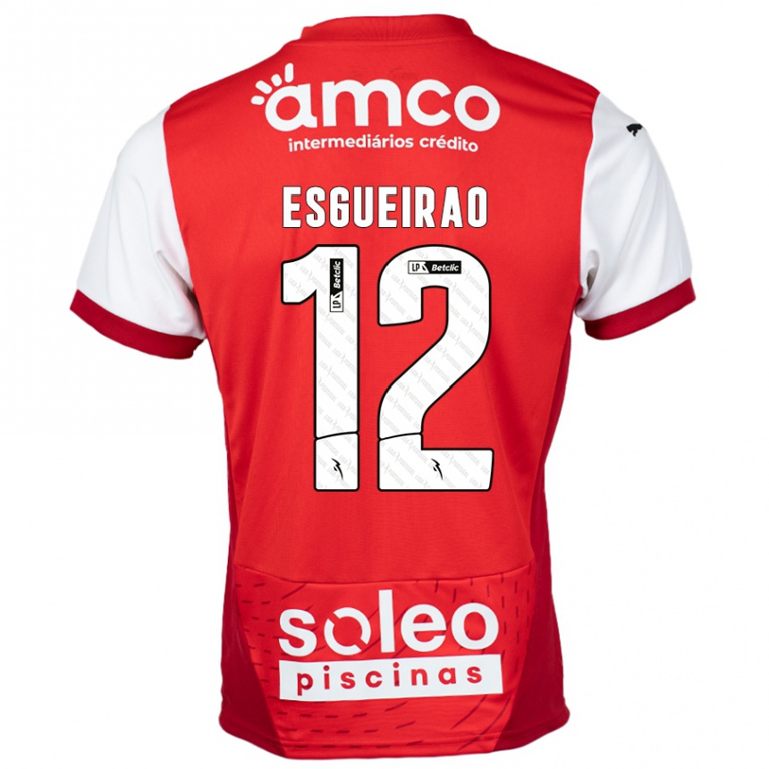 Kids Football Íris Esgueirão #12 Red White Home Jersey 2024/25 T-Shirt