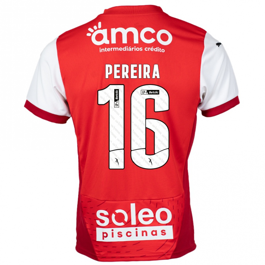 Kids Football Catarina Pereira #16 Red White Home Jersey 2024/25 T-Shirt