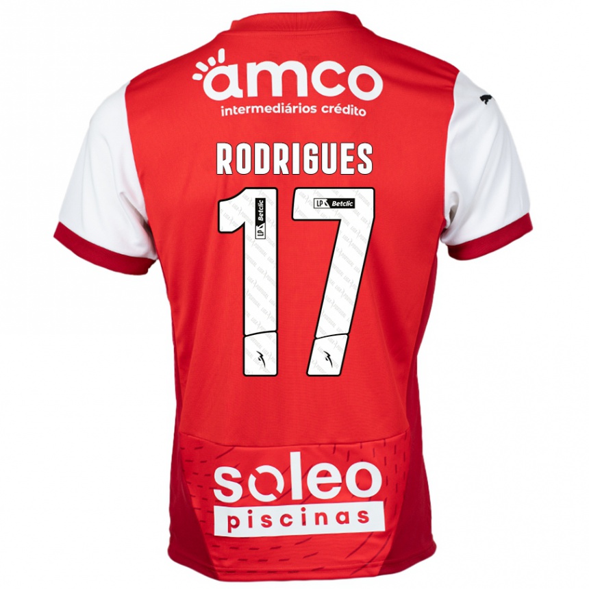 Kids Football Tânia Rodrigues #17 Red White Home Jersey 2024/25 T-Shirt