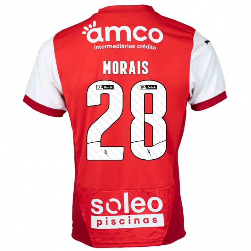 Kids Football Patrícia Morais #28 Red White Home Jersey 2024/25 T-Shirt