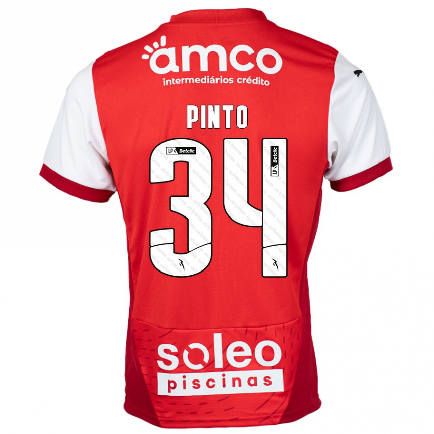 Kids Football Ana Pinto #34 Red White Home Jersey 2024/25 T-Shirt