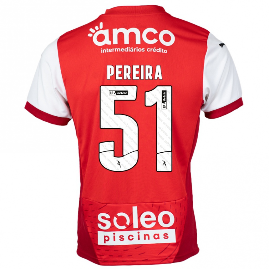 Kids Football Evy Pereira #51 Red White Home Jersey 2024/25 T-Shirt