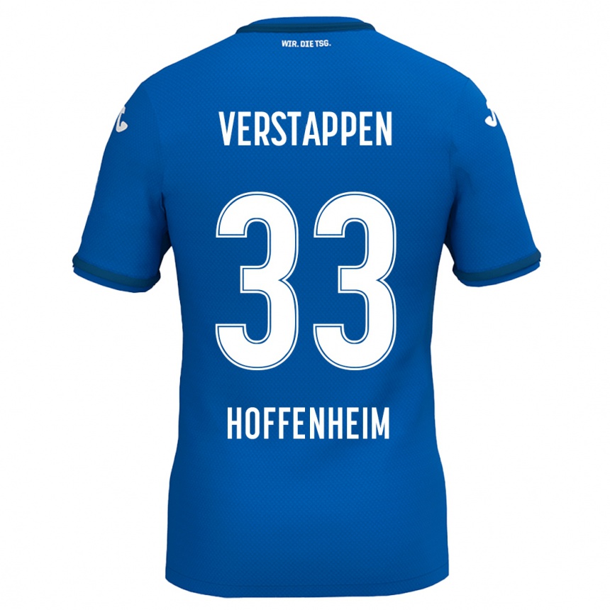 Kids Football Eric Verstappen #33 Royal Blue Home Jersey 2024/25 T-Shirt