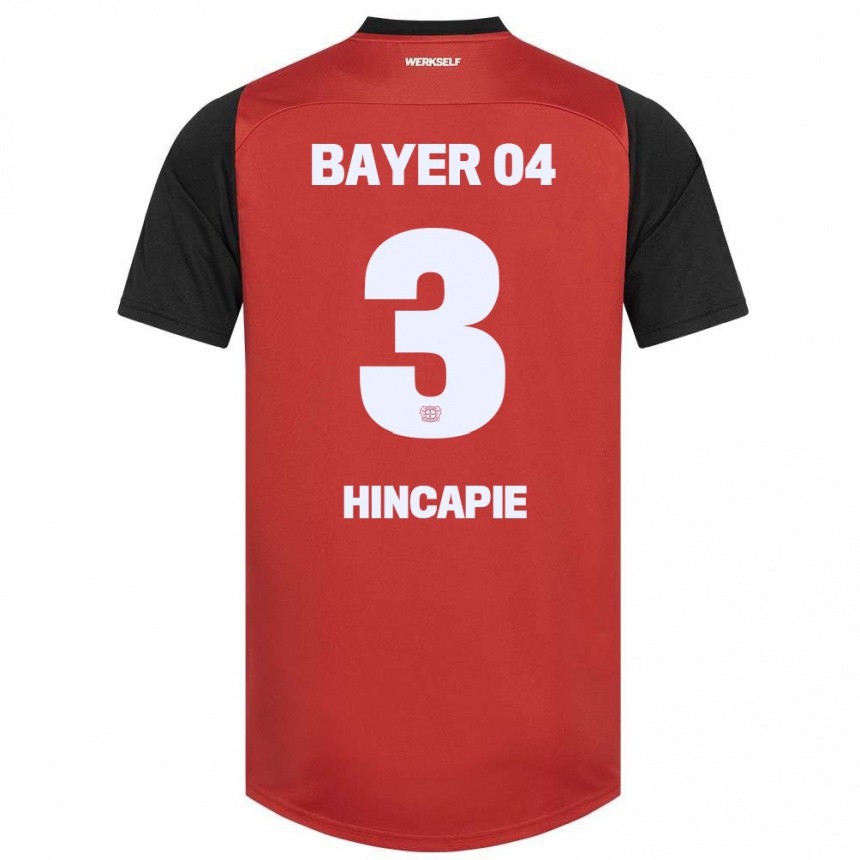 Kids Football Piero Hincapié #3 Red Black Home Jersey 2024/25 T-Shirt