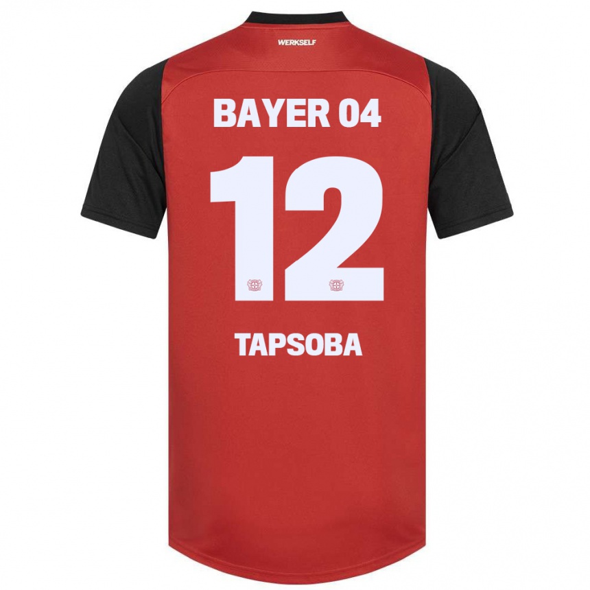 Kids Football Edmond Tapsoba #12 Red Black Home Jersey 2024/25 T-Shirt