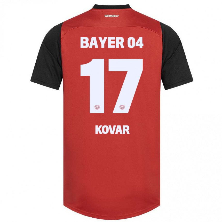 Kids Football Matej Kovar #17 Red Black Home Jersey 2024/25 T-Shirt