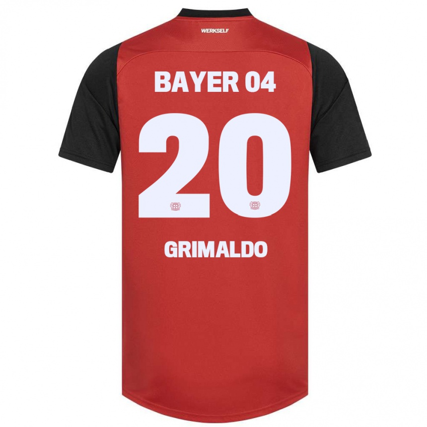 Kids Football Alejandro Grimaldo #20 Red Black Home Jersey 2024/25 T-Shirt