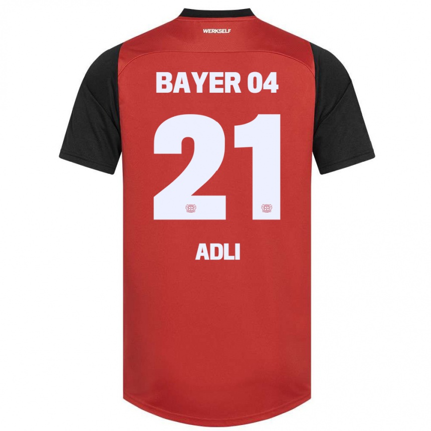 Kids Football Amine Adli #21 Red Black Home Jersey 2024/25 T-Shirt