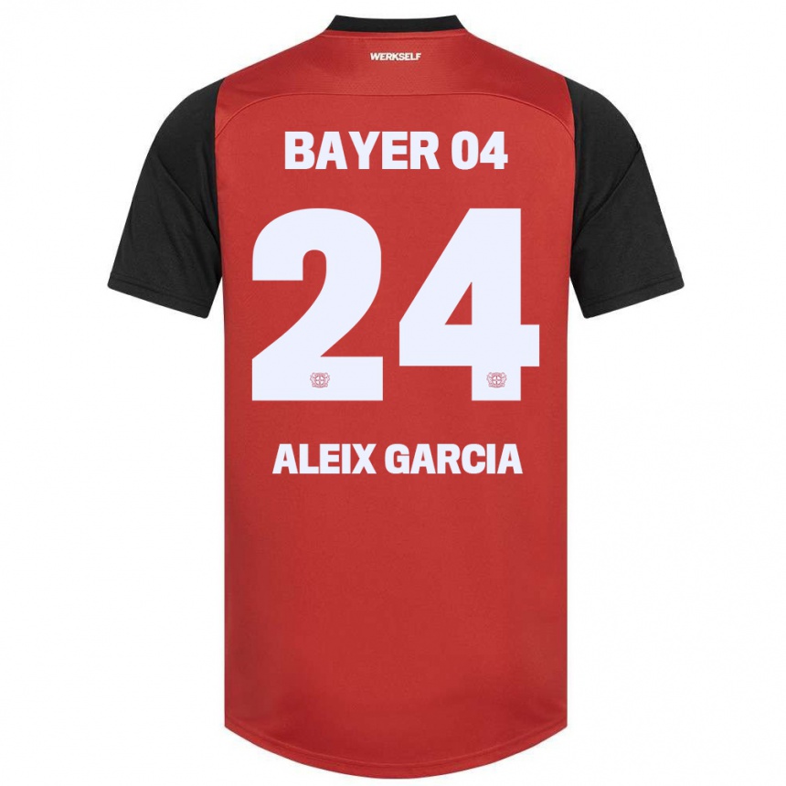 Kids Football Aleix García #24 Red Black Home Jersey 2024/25 T-Shirt