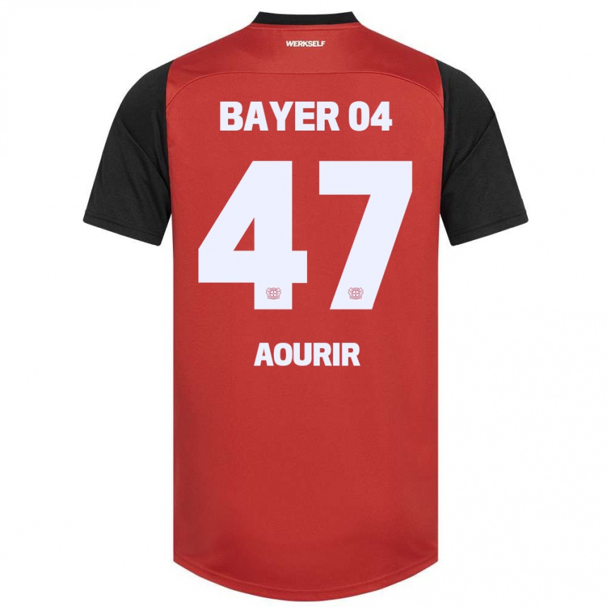 Kids Football Ayman Aourir #47 Red Black Home Jersey 2024/25 T-Shirt