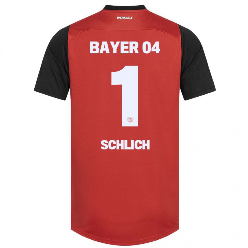 Kids Football Jesper Schlich #1 Red Black Home Jersey 2024/25 T-Shirt