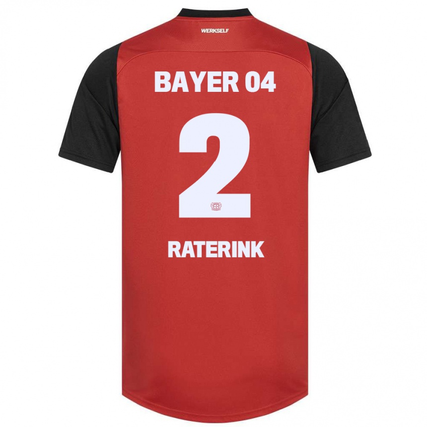 Kids Football Othniël Raterink #2 Red Black Home Jersey 2024/25 T-Shirt